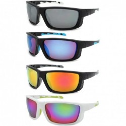 Sport Men's Full Frame Sports Sunglasses with Color Mirrored Lens 570058/REV - Matte White - CA1271CE5AB $9.92