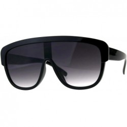 Shield Oversized Fashion Sunglasses Arched Top Futuristic Shield Frame UV 400 - Black (Smoke) - CT18CTLN8H4 $20.39