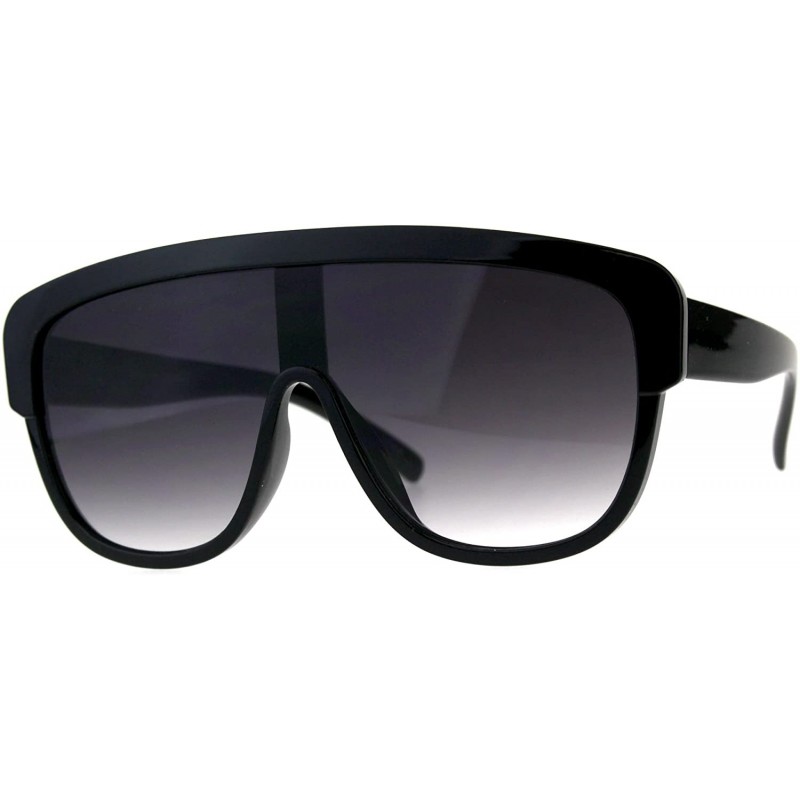 Shield Oversized Fashion Sunglasses Arched Top Futuristic Shield Frame UV 400 - Black (Smoke) - CT18CTLN8H4 $8.54