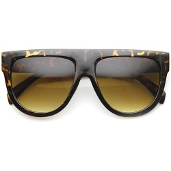 Aviator Large Oversized Flat Top Teardrop Frame Aviator Sunglasses (Dark-Tortoise) - CY11GT19PPH $8.64