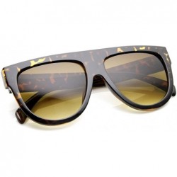 Aviator Large Oversized Flat Top Teardrop Frame Aviator Sunglasses (Dark-Tortoise) - CY11GT19PPH $8.64