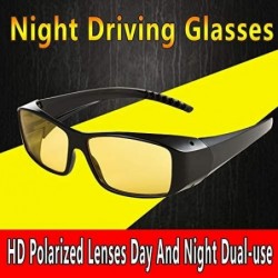 Oval Day Night Driving Glasses Fit Over glasses for Men & Women Anti Glare Polarized Lens - C4194H5L6KC $13.99