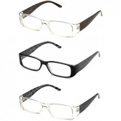 Oversized Simple Sleek Comfortable Clear Lens Glasses - 3 Pack Clear & Black - CP17YYR2OXM $18.80