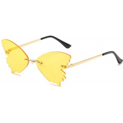 Rimless Butterfly-shaped personality sunglasses retro frameless sunglasses for men and women - Yellow - C81908G3TKK $32.70