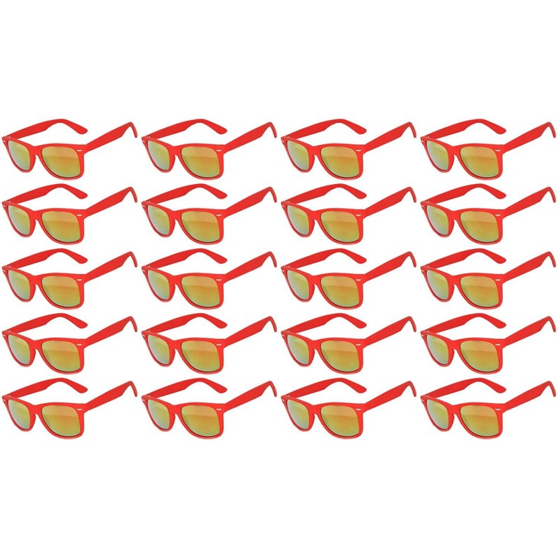 Goggle Wholesale set of 20 Pairs Mirrored Reflective Colored Lens Sunglasses Matte - 20_pack_red_mirr - CH12O75DACD $28.81