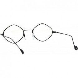 Rectangular Mens Vintage Style Diamond Metal Wire Rim Snug Sunglasses - Black Clear - CZ185OHEQIR $9.39