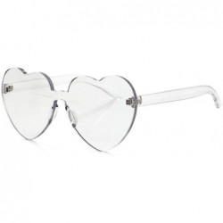 Rimless Heart Oversized Rimless Sunglasses One Piece Heart Shape Eyewear Colored Sunglasses for Women - Transparent - C318HXT...