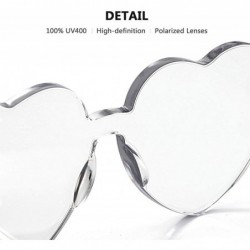 Rimless Heart Oversized Rimless Sunglasses One Piece Heart Shape Eyewear Colored Sunglasses for Women - Transparent - C318HXT...