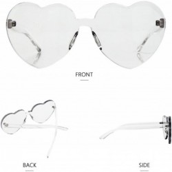 Rimless Heart Oversized Rimless Sunglasses One Piece Heart Shape Eyewear Colored Sunglasses for Women - Transparent - C318HXT...