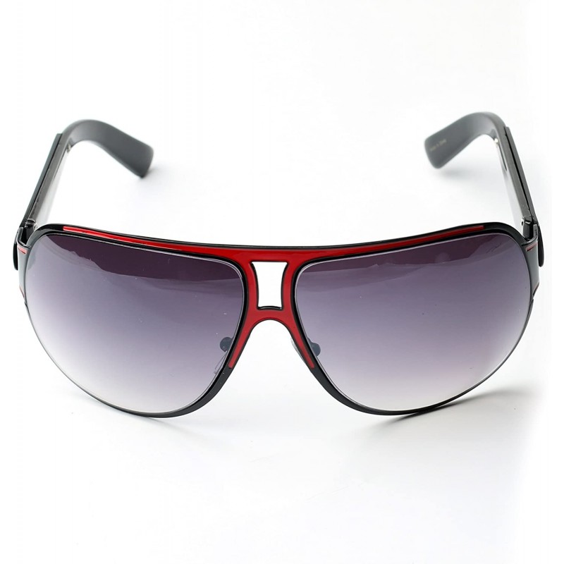 Aviator Men's Classic Shield Aviator Style Sunglasses (Red) - CF11YEICRLL $14.32