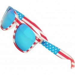 Round Ultra American Pride Flag Patriot 4th of July Casual Retro Mirrored Blue Sunglasses - 2-pack Flag Frame - CJ18UL5NRLQ $...