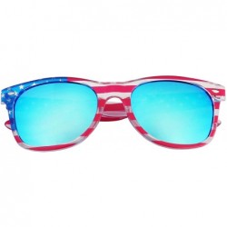 Round Ultra American Pride Flag Patriot 4th of July Casual Retro Mirrored Blue Sunglasses - 2-pack Flag Frame - CJ18UL5NRLQ $...