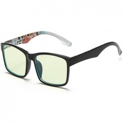 Square Anti Blue Light Computer Glasses Retro Clear Lens Goggle Men Women - Red Pattern Leg - CY18DIKL552 $23.15