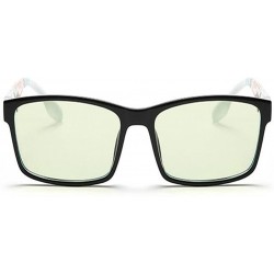 Square Anti Blue Light Computer Glasses Retro Clear Lens Goggle Men Women - Red Pattern Leg - CY18DIKL552 $12.66