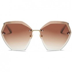 Oversized Sunglasses for Women Oversized Rimless Diamond Cutting Lens Sun Glasses - C - CY18QDQ2TTD $8.76