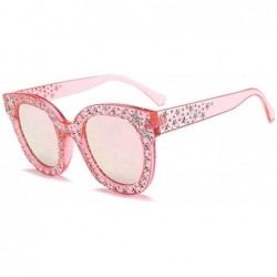 Cat Eye Women Rhinestone Sunglasses Women Italy Brand Designer Cat Eye Full Star Eyeglasses Frame Mirror Sun Glasses - CZ198U...
