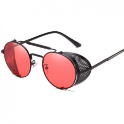 Shield Steam Sunglasses Round Designer Steam Punk Metal Shields Sunglasses Men Women UV400 - 1 - C418R3YLSM9 $22.63