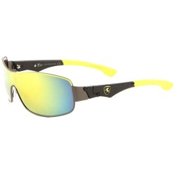 Sport Khan Slim Sport Wrap Around Shield One Piece Lens Sunglasses - Yellow & Black Frame - C318S8YLX27 $12.01