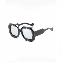 Oversized Oversize Square Sunglasses Women Rhinestone Luxury Brand Design Mirror Coating Fashion Shades Sun Glasses - CU18RYC...