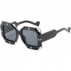 Oversized Oversize Square Sunglasses Women Rhinestone Luxury Brand Design Mirror Coating Fashion Shades Sun Glasses - CU18RYC...