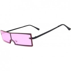 Oversized Women's Fashion Rectangular Sunglasses UV 400 Proctection - Black Frame Pink Lens - CO18S7HOGEC $8.91