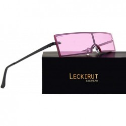 Oversized Women's Fashion Rectangular Sunglasses UV 400 Proctection - Black Frame Pink Lens - CO18S7HOGEC $8.91