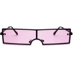 Oversized Women's Fashion Rectangular Sunglasses UV 400 Proctection - Black Frame Pink Lens - CO18S7HOGEC $8.91