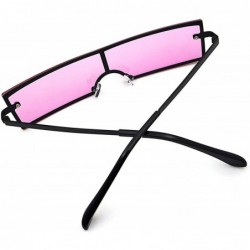 Oversized Women's Fashion Rectangular Sunglasses UV 400 Proctection - Black Frame Pink Lens - CO18S7HOGEC $8.91