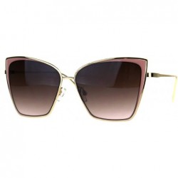 Square Trendy Fashion Sunglasses Womens Square Butterfly Metal Frame UV 400 - Gold Pink (Brown Pink) - CR189U4ZEZ8 $10.89