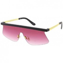 Shield Kahuna Semi Rimless One Piece Shield Lens Sunglasses - Black Gold Metallic Frame - C918YAURTMK $21.09