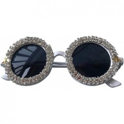 Round Round Women Sparkling Crystal Diamond Sunglasses Thick Frame - C7 - CI18XEY8C7S $34.69