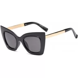 Cat Eye Cat Eye Sunglasses Women Big Frame High Fashion Sun Glasses Women Half Metal - Gold With Black - CL18NZI54UO $10.36