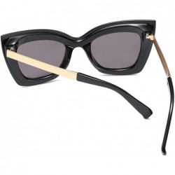Cat Eye Cat Eye Sunglasses Women Big Frame High Fashion Sun Glasses Women Half Metal - Gold With Black - CL18NZI54UO $10.36