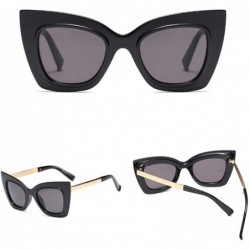 Cat Eye Cat Eye Sunglasses Women Big Frame High Fashion Sun Glasses Women Half Metal - Gold With Black - CL18NZI54UO $10.36