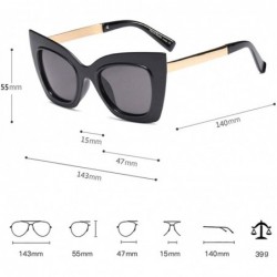 Cat Eye Cat Eye Sunglasses Women Big Frame High Fashion Sun Glasses Women Half Metal - Gold With Black - CL18NZI54UO $10.36