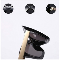 Cat Eye Cat Eye Sunglasses Women Big Frame High Fashion Sun Glasses Women Half Metal - Gold With Black - CL18NZI54UO $10.36