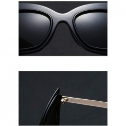 Cat Eye Cat Eye Sunglasses Women Big Frame High Fashion Sun Glasses Women Half Metal - Gold With Black - CL18NZI54UO $10.36