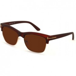 Square Translucent Soft Matte Classic Vintage Half Rim Retro Square Sunglasses - Dark Lens - Brown - CB17AZ0YNG4 $12.11