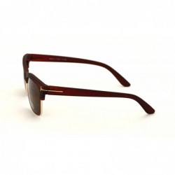 Square Translucent Soft Matte Classic Vintage Half Rim Retro Square Sunglasses - Dark Lens - Brown - CB17AZ0YNG4 $12.11