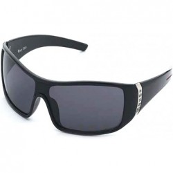 Shield Hardcore Mens Shield Plastic Sunglasses - Black/Red - CT117JWBU9T $8.02