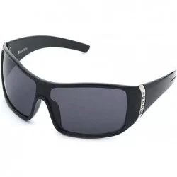 Shield Hardcore Mens Shield Plastic Sunglasses - Black/Red - CT117JWBU9T $19.30
