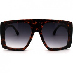 Rectangular Retro Flat Top Oversize Rectangular Mobster Sunglasses - Tortoise Smoke - CQ18UWM988K $9.82