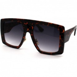 Rectangular Retro Flat Top Oversize Rectangular Mobster Sunglasses - Tortoise Smoke - CQ18UWM988K $9.82