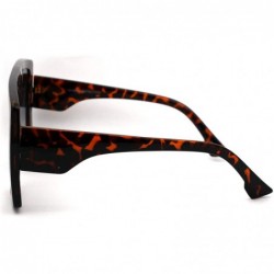 Rectangular Retro Flat Top Oversize Rectangular Mobster Sunglasses - Tortoise Smoke - CQ18UWM988K $9.82