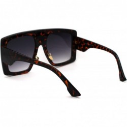 Rectangular Retro Flat Top Oversize Rectangular Mobster Sunglasses - Tortoise Smoke - CQ18UWM988K $9.82