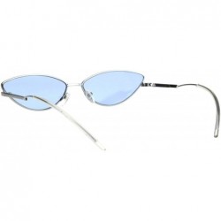 Oval Oval Cateye Skinny Sunglasses Womens Trending Fashion Shades UV 400 - Silver (Blue) - C518HYZDX9T $9.93