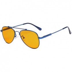 Aviator Anti Blue Light Glasses for Kids Computer Eyeglasses Pilot Style Memory Frame - Blue-m - CP18IRCIHOI $29.75