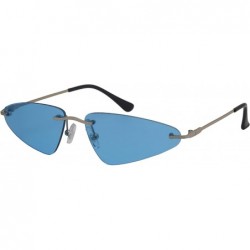 Rimless Rimless Cateye Sunglasses for Women Metal Triangle Style 3194-SD - Silver Frame/Blue Lens - C118I4DRSMA $7.68