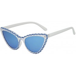 Wrap Lady Cat Eye Sunglasses Striped Sunglasses Personality Sunglasses - D - CV18TM5QWDR $8.20