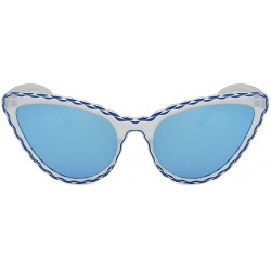 Wrap Lady Cat Eye Sunglasses Striped Sunglasses Personality Sunglasses - D - CV18TM5QWDR $8.20